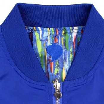 Reversible jacket Custom - printed pattern Custom - embroidered logo