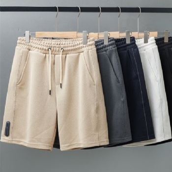 Custom PVC Label Waffle Fabric Shorts