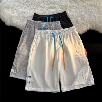 Embossed Logo Woven Label Gradient Drawstring Cotton Shorts
