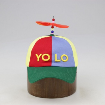 3D embroidery baseball cap contrast rainbow color with bamboo-copter