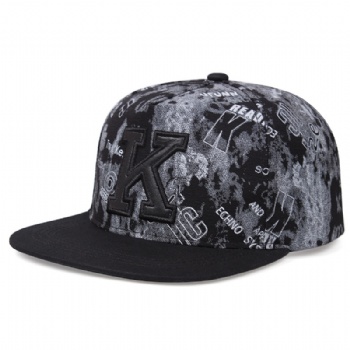Customized snapback hat full print snapoback hat with leather applique logo