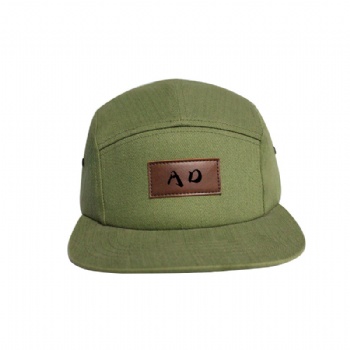 5 panel hat camp hat outdoor cap custom logo leather patch